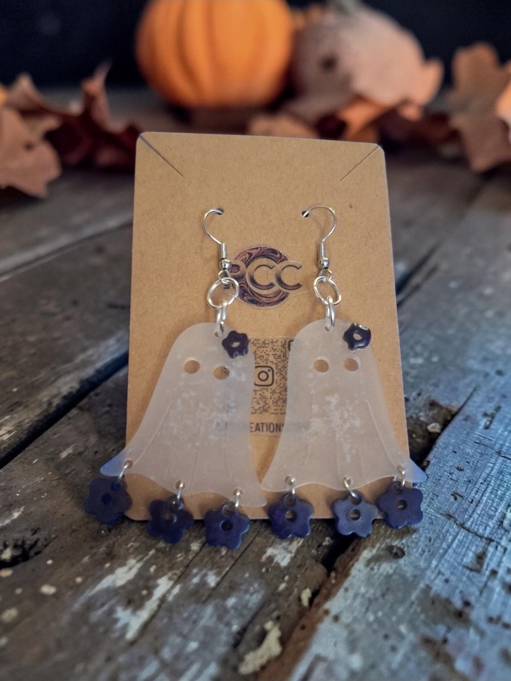 Spooky Chic Floral Ghost Dangles | Glow Resin Statement Earrings